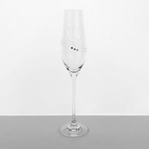 Svadobné poháre Flétna na sekt a šampanské 210 ml Swarovski® Srdcia 2 kusy